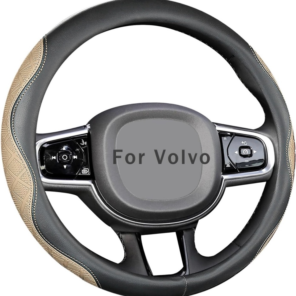 Steering Wheel Cover, Leather Double Sided, Breathable Anti-Slip (G-Beige)